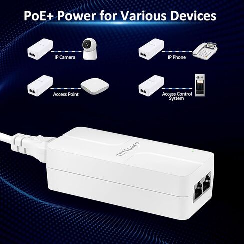 PoE+ Injector 2.5 جيجا بايت، يحول Non-PoE إلى PoE، 100/1000/2500 ميجابت في الثانية ومتوافق مع 802.3at/af، التوصيل والتشغيل، حتى 100 متر (328 قدمًا)، محول PoE 52 فولت 30 وات لكاميرا IP/هاتف IP/نظام التحكم في الوصول in Kuwait