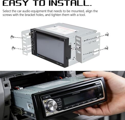 Wuyaoyao 4PCS Double DIN Installation Kit, Metal Car Stereo Radio Mounting Bracket with Screws, Universal Automotive Audio & Video Dash Mounting Kit, Car Accessories, 2.95x2.76x0.94 Inch/75x70x24 mm in Saudi Arabia