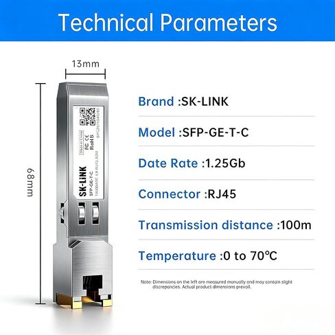 محول 1.25G SFP إلى RJ45، وحدة SFP نحاسية Gigabit 1000Base-T، 100 متر فوق CAT5a، متوافق مع Cisco، وحدة إيثرنت SFP منخفضة الطاقة قابلة للتوصيل والتشغيل السريع in Kuwait