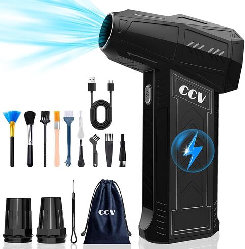 Compressed Air Duster - 180000RPM Electric Air Blower for Cleaning Keyboard & PC, 3 Adjustable Gears, Rechargeable Cordless for Home & Car Use in Saudi Arabia