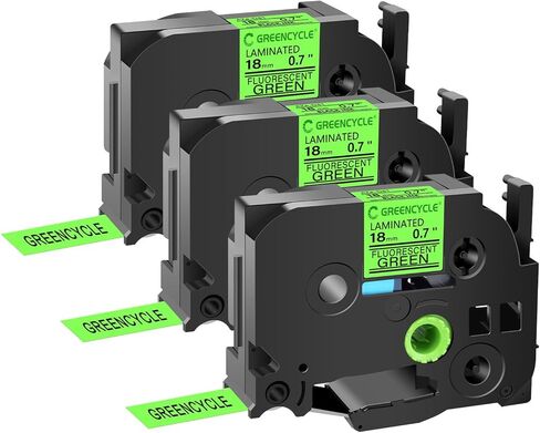 GREENCYCLE متوافق مع شريط الملصقات Brother P-Touch TZe-D41 18 مم 0.7 بوصة أخضر مصفح TZeD41 TZ-D41 TZe TZ 3/4 بوصة أسود على شريط ملصقات أخضر فلوري لـ PT-D410 PT-D400 PT-D600، 3 عبوات in Kuwait