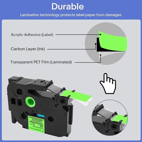 GREENCYCLE متوافق مع شريط الملصقات Brother P-Touch TZe-D41 18 مم 0.7 بوصة أخضر مصفح TZeD41 TZ-D41 TZe TZ 3/4 بوصة أسود على شريط ملصقات أخضر فلوري لـ PT-D410 PT-D400 PT-D600، 3 عبوات in Kuwait