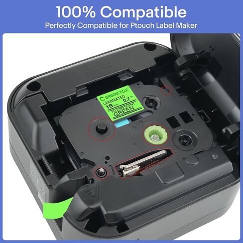GREENCYCLE متوافق مع شريط الملصقات Brother P-Touch TZe-D41 18 مم 0.7 بوصة أخضر مصفح TZeD41 TZ-D41 TZe TZ 3/4 بوصة أسود على شريط ملصقات أخضر فلوري لـ PT-D410 PT-D400 PT-D600، 3 عبوات in Kuwait