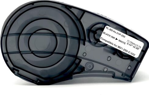 شريط ملصقات أنابيب الانكماش الحراري متوافق مع خرطوشة M21-250-C-342-WT مع طابعة ملصقات M210 LAB BMP21-PLUS/LAB IDPAL، أسود على أبيض، عرض 0.44 بوصة، طول 7 بوصات in Kuwait