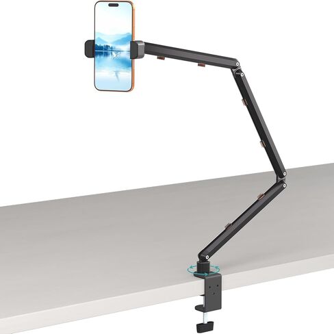 Mippko Phone Stand for Desk,3-Stage Adjustable iPhone Articulating Arm Heavy Duty C-Clamp Mount,33" Foldable Long Arm & 360°Rotation Holder,Fits 3.5~7.5" iPhone/HTC/LG/Nexus/Huawei/Galaxy in Saudi Arabia
