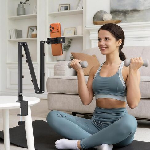 Mippko Phone Stand for Desk,3-Stage Adjustable iPhone Articulating Arm Heavy Duty C-Clamp Mount,33" Foldable Long Arm & 360°Rotation Holder,Fits 3.5~7.5" iPhone/HTC/LG/Nexus/Huawei/Galaxy in Saudi Arabia
