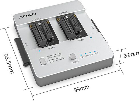 محطة إرساء القرص الصلب الكل في واحد من AOKO، ناسخة شبيهة لمحرك الأقراص الصلبة SATA إلى NVMe وNVMe إلى NVMe ssd، قارئ mSATA ssd خارجي وحاوية محول m.2 إلى USB، يدعم 16 وضعًا للاستنساخ دون اتصال بالإنترنت in Kuwait
