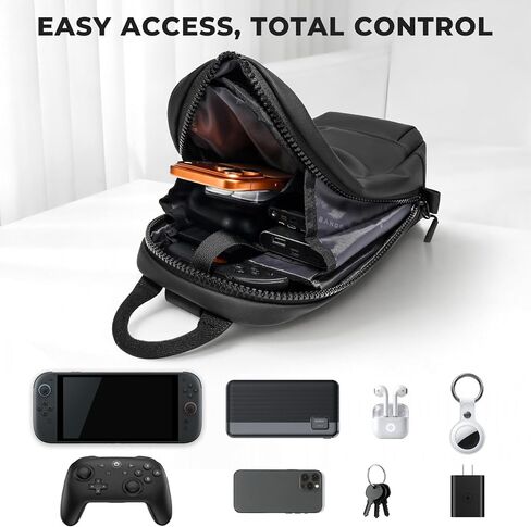 حقيبة BANGE Sling لجهاز Nintendo Switch 2، حقيبة حمل واقية على شكل حقيبة كروس، حقيبة سفر لوحدة التحكم والملحقات مع 8 فتحات لبطاقات الألعاب in Saudi Arabia