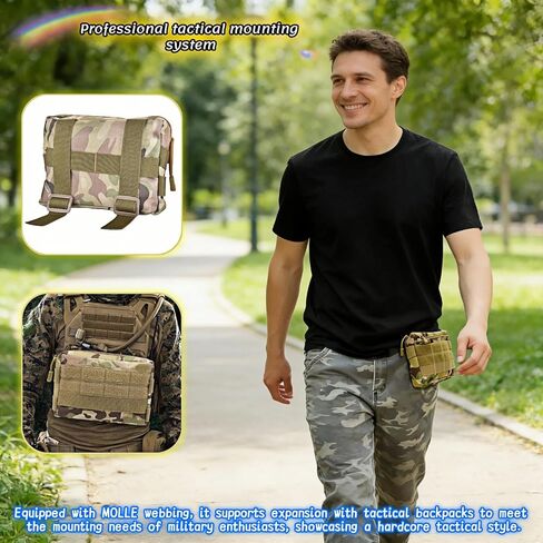 حقيبة أدوات MOLLE التكتيكية EDC، مقاومة للماء 600D نايلون الخصر للرجال والنساء، منظم أدوات متعدد الوظائف مع حزام MOLLE للمشي لمسافات طويلة والتخييم وإكسسوارات السفر ومحفظة الهاتف in Kuwait