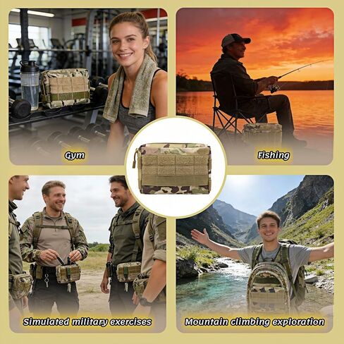 حقيبة أدوات MOLLE التكتيكية EDC، مقاومة للماء 600D نايلون الخصر للرجال والنساء، منظم أدوات متعدد الوظائف مع حزام MOLLE للمشي لمسافات طويلة والتخييم وإكسسوارات السفر ومحفظة الهاتف in Kuwait