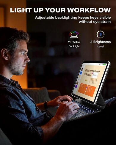 A2C Quick-Set Magnetic Keyboard Case for iPad Air 11-inch (M4 2026/M3 2025/M2 2024), iPad Pro 11-inch(4th/3rd/2nd), iPad Air 10.9-inch (5th/4th), Magic-Style Case with Backlight, Multi-Touch Trackpad in Saudi Arabia