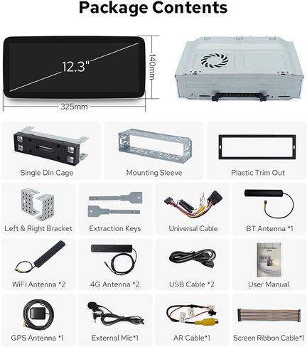 JOYING 12.3 Inch Car Stereo HD QLED Touch Screen with Wireless CarPaly & Android Auto, Android 13 Single Din Radio 12GB+256GB Head Unit, GPS Navigation, Bluetooth, 5G WiFi, DSP, AUX(JY-HTS19N12) in Saudi Arabia
