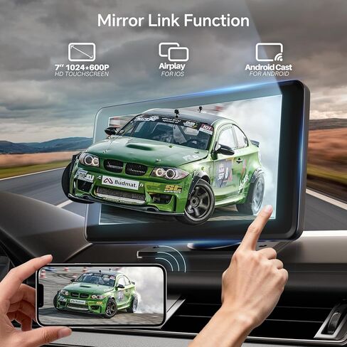 Wireless CarPlay & Android Auto Car Stereo - 7" HD Portable Touchscreen with Bluetooth 5.2, GPS Navigation, Mirror Link, 1080P Backup Camera, AUX & FM Transmitter - Plug & Play Receiver for Vehicles in Saudi Arabia