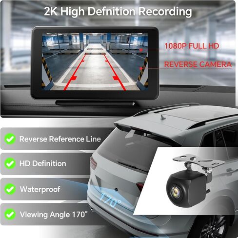 Wireless CarPlay & Android Auto Car Stereo - 7" HD Portable Touchscreen with Bluetooth 5.2, GPS Navigation, Mirror Link, 1080P Backup Camera, AUX & FM Transmitter - Plug & Play Receiver for Vehicles in Saudi Arabia