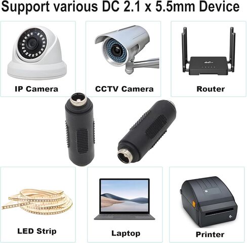 12V DC Power Connector Adapter, 6-Pack 12/24V DC Female to Female Barrel Connector for Led Strip CCTV Security Camera Cable Wire Ends in Saudi Arabia