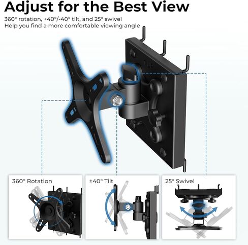 Adjustable Monitor Pegboard Mount for 13" to 32" Screen VESA 75x75 100x100 Monitor Pegboard Panels Mount for Pegboard with 1 inch Hole Spacing and 1-3 mm Thick 360° Rotate Monitor Bracket for Pegboard in Saudi Arabia