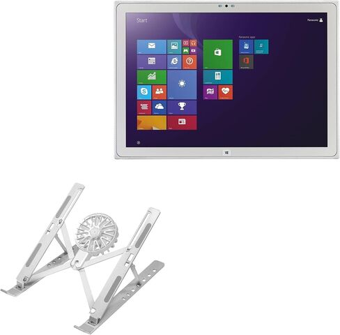 حامل BoxWave وحامل متوافق مع Panasonic Toughpad 4K FZ-Y1 - حامل QuickSwitch مع مروحة تبريد، محمول، فتحة تهوية متعددة الزوايا - فضي معدني in Saudi Arabia