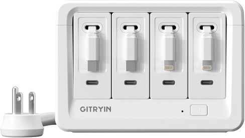 Gitryin 2 Lightning، 2 شاحن حائط قابل للسحب من النوع C، و1 مشترك طاقة، ومحطة شحن سطح المكتب 12 في 1 in Kuwait