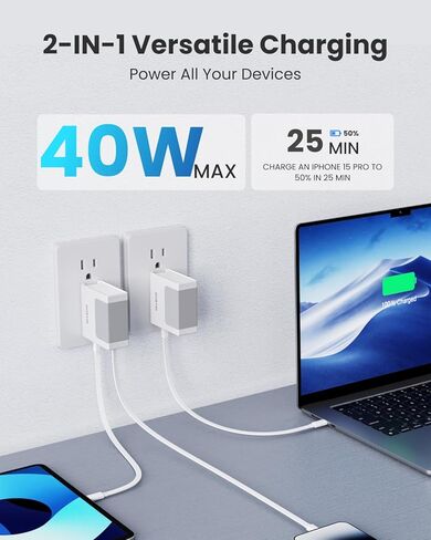 Gitryin 2 Lightning، 2 شاحن حائط قابل للسحب من النوع C، و1 مشترك طاقة، ومحطة شحن سطح المكتب 12 في 1 in Kuwait