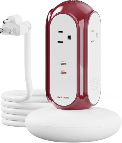 برج قطاع الطاقة MiaoLab مع منفذي USB-C (شحن سريع 30 وات)، واقي من زيادة التيار 1420J، 4 منافذ تيار متردد، سلك تمديد 6.6FT مع حماية من الحمل الزائد، محطة شحن 1875W/15A لمكتب المكتب المنزلي in Kuwait