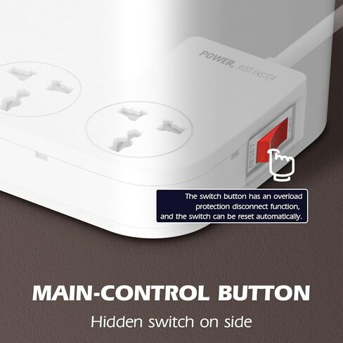 قطاع الطاقة مع صندوق إدارة الكابلات، صندوق إخفاء السلك مع 5 تيار متردد، 3 منافذ USB وشحن لاسلكي، سلك تمديد مسطح بطول 6.5 قدم، محطة شحن منظم سلك الطاقة للمنزل والمكتب والنوم in Kuwait
