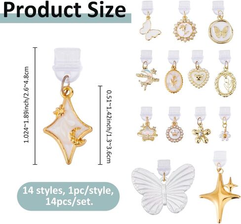 SUPERFINDINGS 14 Styles Dust Plug Charms Alloy Enamel Anti-Dust Plugs Charms Flower Butterfly Star USB C Charm Charging Port Protector Type C Protector Cap with Cute Pendants for Mobile Phone Kindle in Saudi Arabia