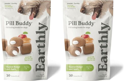 Presidio Pill Buddy Naturals - وصفة PB & Apple لإخفاء حبوب الدواء للكلاب - اصنع جيبًا أو حقيبة مثالية لإخفاء حبوب الدواء لأي حجم دواء - 30 وجبة in Kuwait