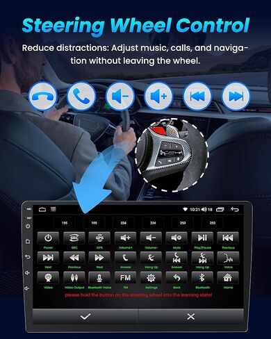 64GB Car Radio for Honda Accord 2008-2012: 10.1'' 1280 * 800 HD Touch Screen Stereo with Wireless CarPlay Android Auto 5GWiFi GPS Bluetooth FM RDS SWC Backup Camera in Saudi Arabia
