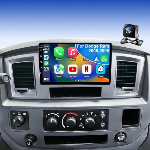 5GWifi Upgrade Car Radio for Dodge Ram 1500/2500/3500 2006-2008, Dodge Durango 2004-2009, Jeep Grand Cherokee 2005-2007, Compass 9inch Touchscreen Stereo Wireless CarPlay Android Auto GPS FM Camera in Saudi Arabia
