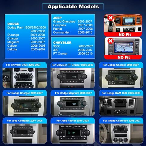 5GWifi Upgrade Car Radio for Dodge Ram 1500/2500/3500 2006-2008, Dodge Durango 2004-2009, Jeep Grand Cherokee 2005-2007, Compass 9inch Touchscreen Stereo Wireless CarPlay Android Auto GPS FM Camera in Saudi Arabia