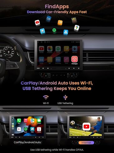 ATOTOZONE A5L 10 بوصة Single DIN & Double DIN Android Car Stereo، CarPlay اللاسلكي وAndroid Auto، شاشة عائمة قابلة للتعديل راديو QLED، توصيل WiFi/BT/USB، مخرج HDMI، ChatGPT AI، DSP/GPS، كاميرا احتياطية in Kuwait