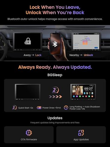 ATOTOZONE A5L 10 بوصة Single DIN & Double DIN Android Car Stereo، CarPlay اللاسلكي وAndroid Auto، شاشة عائمة قابلة للتعديل راديو QLED، توصيل WiFi/BT/USB، مخرج HDMI، ChatGPT AI، DSP/GPS، كاميرا احتياطية in Kuwait