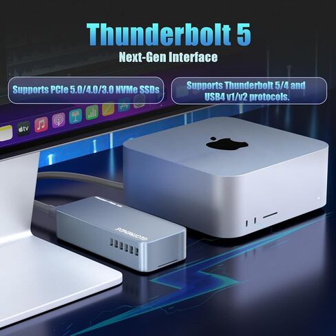 GLOTRENDS EM6003 80Gbps M.2 NVMe SSD Enclosure, Compatible with Thunderbolt 5/4/3/USB4 V2 and USB 3.2(20Gbps)/3.1/3.0/2.0, Up to 7,000 MB/s, Support 8TB SSD, JHL9480 B2 Controller in Saudi Arabia