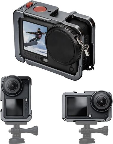 Cage for DJI Osmo Action 6，Quick-Release Aluminum Alloy Metal Rabbit Cage with Cold Shoe Mount and 1/4" Tripod Threaded Hole - Protective Frame for Vlogging & Outdoor Shooting in Saudi Arabia
