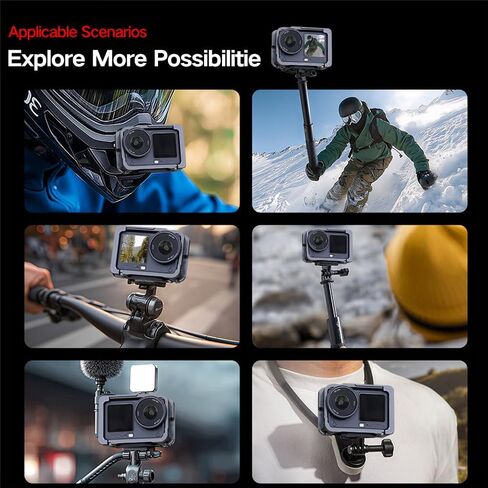 Cage for DJI Osmo Action 6，Quick-Release Aluminum Alloy Metal Rabbit Cage with Cold Shoe Mount and 1/4" Tripod Threaded Hole - Protective Frame for Vlogging & Outdoor Shooting in Saudi Arabia