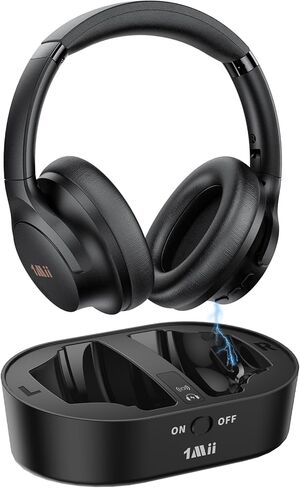 1Mii ClearLinkTV H3 Wireless Headphones for TV Watching for Seniors with Transmitter Charging Base, Plug and Play, 2.4G Low Latency, 75H Play Time, Works with TV Optical, AUX, RCA Audio Out Jack in Saudi Arabia
