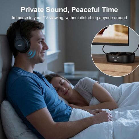 1Mii ClearLinkTV H3 Wireless Headphones for TV Watching for Seniors with Transmitter Charging Base, Plug and Play, 2.4G Low Latency, 75H Play Time, Works with TV Optical, AUX, RCA Audio Out Jack in Saudi Arabia