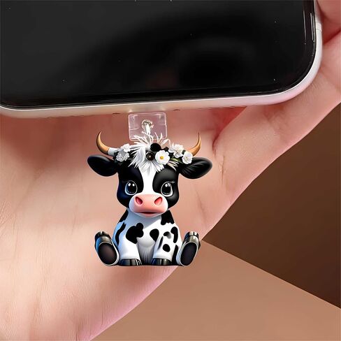 Cute Holstein Cow Dust Plug Acrylic Charms for electronic products,Type-C Charging Port Dust Plugs Pendant Compatible with E-Reader Phone Tablet, Gift for Christmas, Birthday, Anniversary Day in Saudi Arabia