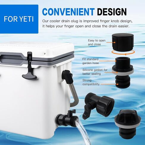 مجموعة استبدال قابس تصريف المبرد مناسبة لمبردات Yeti/Roadie، دلاء الثلج للخزان مناسبة لمبرد YETI Tundra وتناسب مبردات RTIC 20QT، 45QT، 65QT in Kuwait