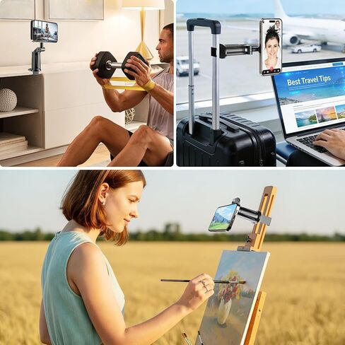 حامل هاتف الطائرة لـ MagSafe، حامل هاتف مغناطيسي عالمي 360 درجة لأساسيات السفر، بدون استخدام اليدين لتركيب الهاتف الذكي على متن الطائرة الهوائية متوافق مع iPhone 17 16 15 14 13 12 وAndroid. in Kuwait