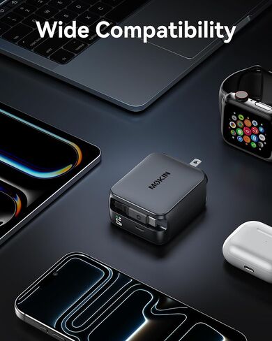 شاحن USB C قابل للسحب، شاحن سريع بمنفذين بقدرة 67 وات مع كابلات قابلة للسحب ومقبس قابل للطي، ومحول حائط PD/PPS لسلسلة iPhone 17/16/15/MacBook Air/Airpods 4/Galaxy S26/S25 in Saudi Arabia