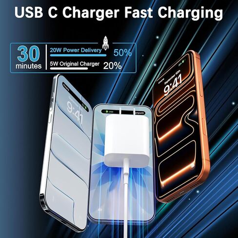 iPhone 17 Charger Fast Charging, [Apple MFi Certified] 2Pack Long 10FT USB C to C Woven Cable Cord Quick iPhone Charger Block for Apple i-Phone 17 Pro Max/17e/Air/16 Pro/15/iPad in Saudi Arabia