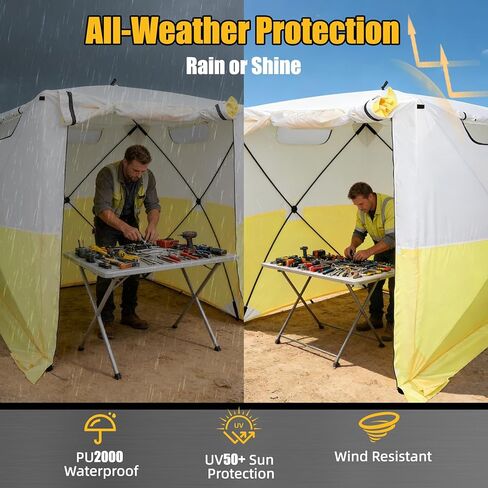 خيمة عمل WT-66 خيمة عمل منبثقة مقاس 6 × 6 أقدام، خيمة موقع عمل، إعداد فوري بدون أدوات، مأوى عمل محمول، مقاوم للماء UV50+ خيمة بناء شديدة التحمل، إصلاح الكابلات، توصيل الألياف والطوارئ in Kuwait