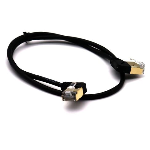 كابل شبكة إيثرنت LOKEKE Cat8 - 1.64FT مطلي بالذهب 2000 ميجا هرتز 40 جيجابت في الثانية Cat8 RJ45 شبكة إيثرنت LAN ذكر بزاوية يسار إلى ذكر سلك سلك بزاوية يمين لجهاز التوجيه TV Moden PC (M L-M R، 0.5M) in Saudi Arabia