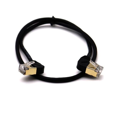 كابل شبكة إيثرنت LOKEKE Cat8 - 1.64FT مطلي بالذهب 2000 ميجا هرتز 40 جيجابت في الثانية Cat8 RJ45 شبكة إيثرنت LAN ذكر بزاوية يسار إلى ذكر سلك سلك بزاوية يمين لجهاز التوجيه TV Moden PC (M L-M R، 0.5M) in Saudi Arabia