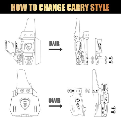 WARRIORLAND IWB & OWB G43x Holster, Compatible with Glock 43 / 43X / 43X MOS (No Light/Laser), Optics Ready, Adj. Retention & Cant & Height, Removable Concealment Claw, Paddle Included, Right Hand in Saudi Arabia
