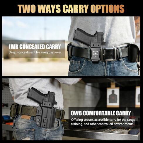 WARRIORLAND IWB & OWB G43x Holster, Compatible with Glock 43 / 43X / 43X MOS (No Light/Laser), Optics Ready, Adj. Retention & Cant & Height, Removable Concealment Claw, Paddle Included, Right Hand in Saudi Arabia