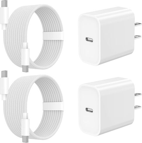 شاحن iPhone 17 Pro Max شحن سريع، [عبوة من قطعتين] 40 وات USB C MFi معتمد مع كابل منسوج من النوع C إلى C بطول 2x10FT لهاتف iPhone 17/Pro Max/Pro/Air/16/16 Pro Max/15/iPad - برتقالي in Kuwait