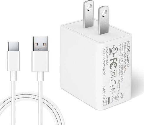 شاحن حائط USB DC 5V 2A 10W مع كابل USB C بطول 10 أقدام/3 متر، ومحول تيار متردد لكاميرات الأمان المنزلية التي تدعم النوع C، وشحن الطاقة ومصدر الطاقة لمزيد من أجهزة USB-C - أبيض in Saudi Arabia