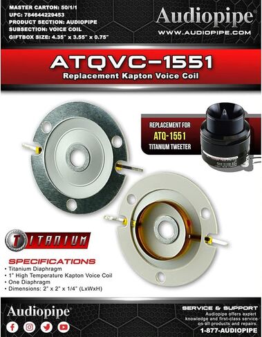 Audiopipe - Replacement Kapton Voice Coil (ATQVC-1551) in Saudi Arabia